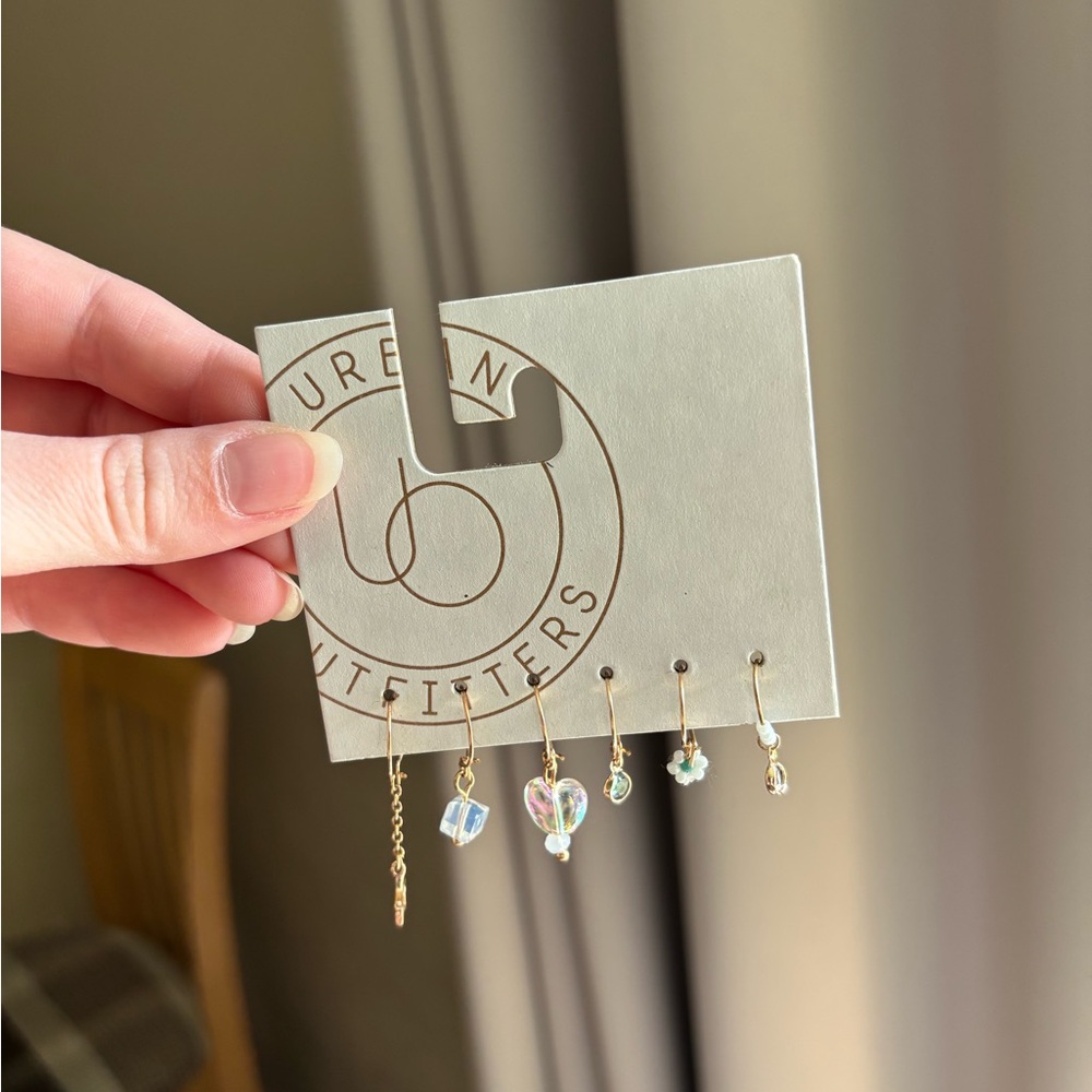 Urban Outfitters Gold and Iridescent Earring Set